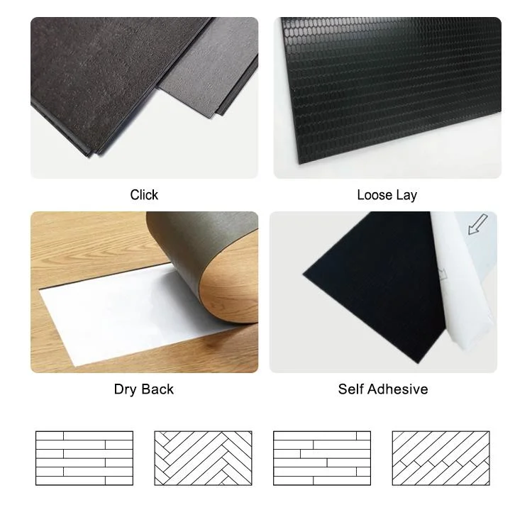Vinyl Embossed PVC Sheet Click Lvt Lvp Spc Wood Self Adhesive or Dry Back Vinyl Tiles with Good Price